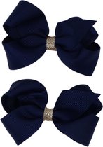 Jessidress Feestelijke Haarclips met glitters Meisjes Baretten - Donker Blauw
