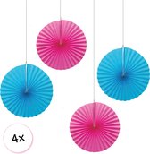 Waaiers Roze & Licht blauw 4 stuks 30 cm | Geboorte Jongen | Geboorte Meisje | Gender Reveal