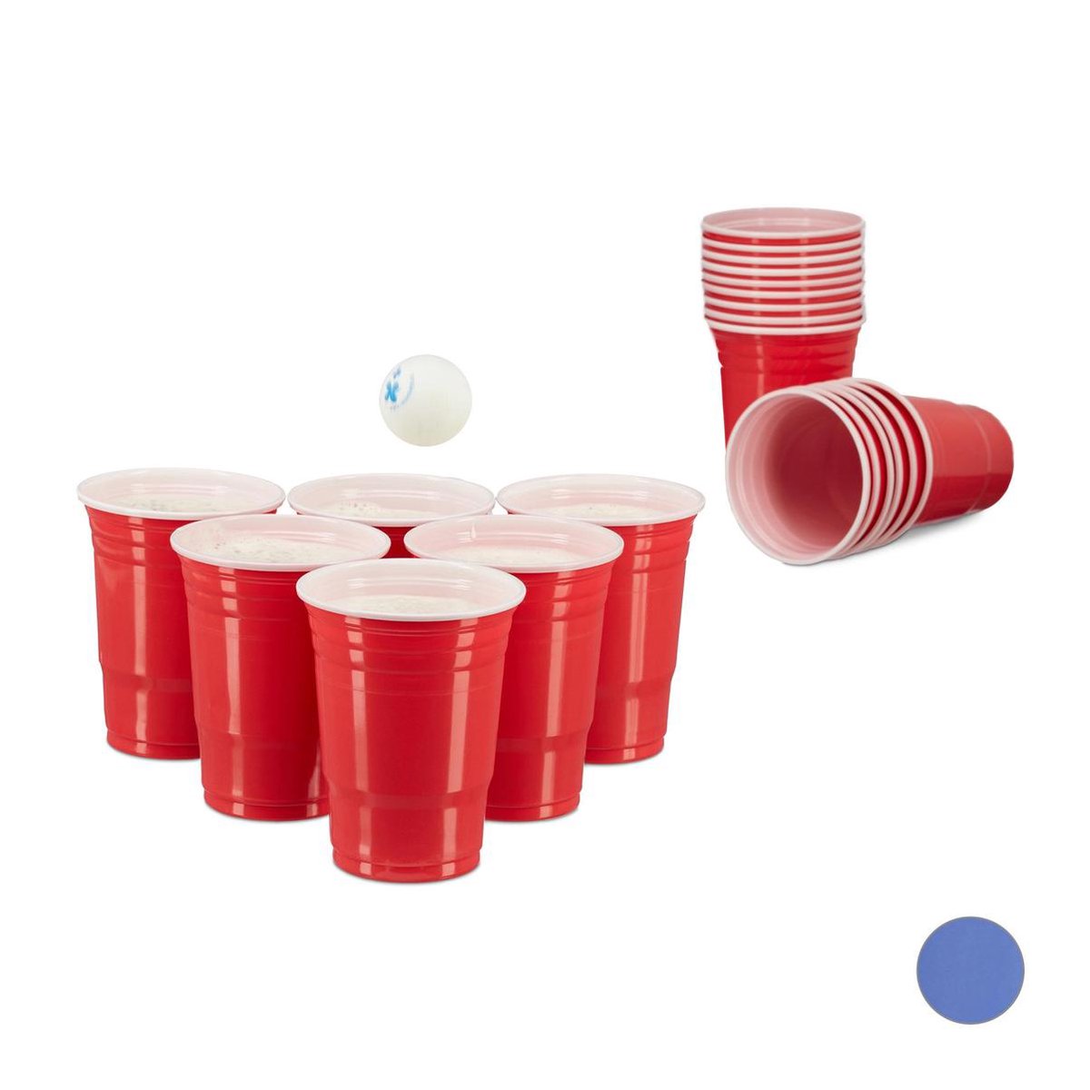 Plastic PS beker Moon blauw parel 230ml (1000 stuks