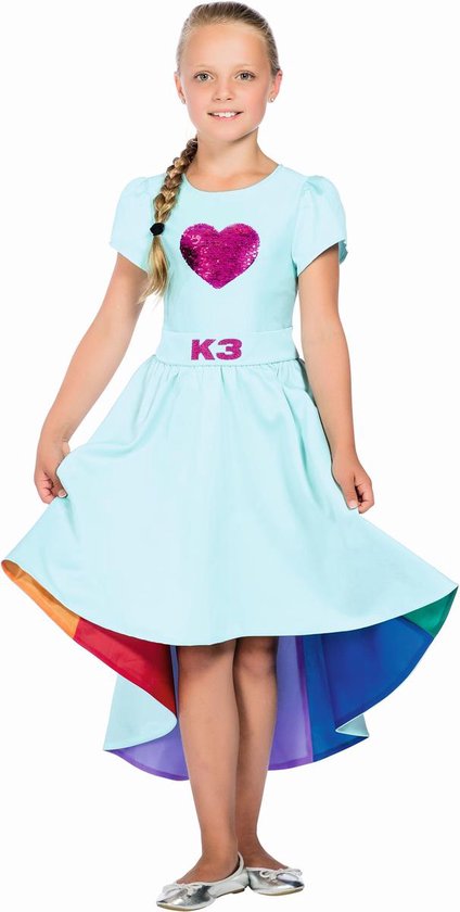 K3 Jurk Regenboog Blauw 9-11 Jaar