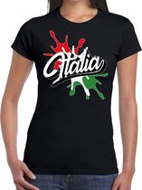 Italia/Italie landen t-shirt spetter zwart voor dames - supporter/landen kleding ItaliÃ« XXL