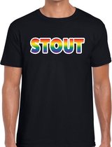 Stout regenboog gay pride shirt zwart voor heren S