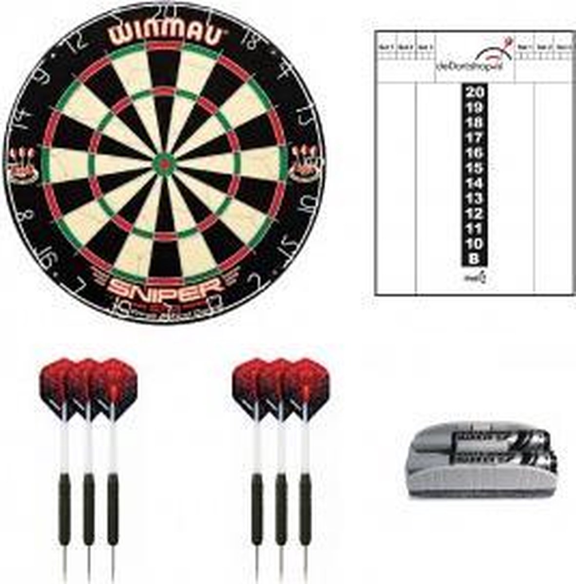 Winmau Beginner Startersset Dartbord Dartpijlen Whitebord wisser