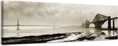Bruggen in de mist - Canvas Schilderij Panorama 158 x 46 cm