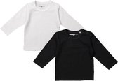 Dirkje Unisex Shirts Lange Mouwen (2stuks) Wit en Zwart - Maat 74