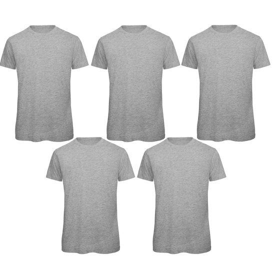 Senvi 5 pack T-Shirt -100% biologisch katoen - Kleur: Sport Grijs- XXL