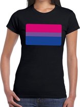 Gay pride Biseksueel vlag t-shirt zwart - vlag in Bi kleuren voor dames -  LHBT kleding XL