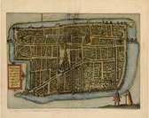 Mooie historische plattegrond, kaart van de stad Delft, door L. Guicciardini in 1612