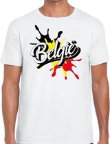 Belgie landen t-shirt spetter wit voor heren - supporter/landen kleding Belgie L