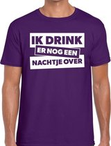 Ik drink er nog een nachtje over tekst t-shirt paars heren XL