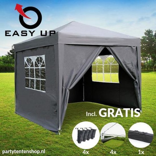Easy Up Partytent 2,5 x 2,5 | Antraciet Grijs | bol.com