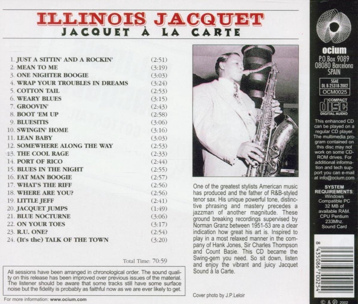 Jacquet A La Carte, Illinois Jacquet CD (album) Muziek
