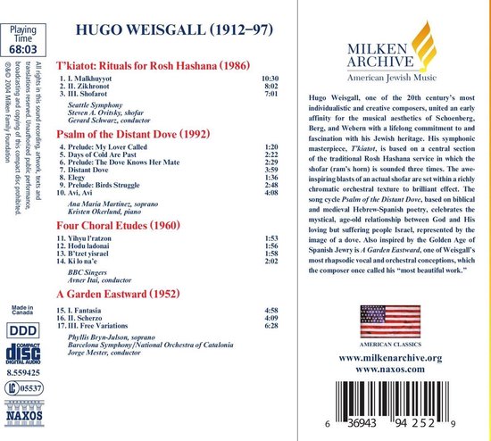 Seattle Symphony, BBC Singer, Barcelona Symphony - Weissgall: T'Kiatot/Psalm Of The Distant Dove/Four Choral Etudes (CD)