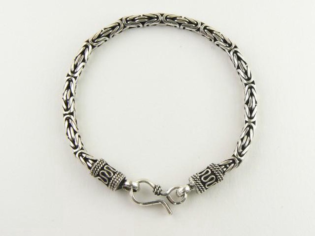 Zilveren armband met koningsschakel - 22.5 cm.