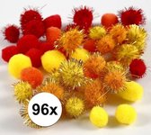 96x pompons artisanaux couleurs 15-20 mm