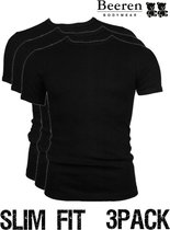 Beeren | T-Shirt | Ronde Hals | MAAT L | 3-Pack | Zwart | Slim Fit