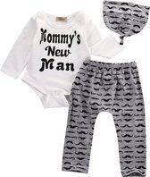 Newborn babyboy 3delig kledingset - Mommy's new man Romper Pasgeboren baby Bodysuit - Kraamkado