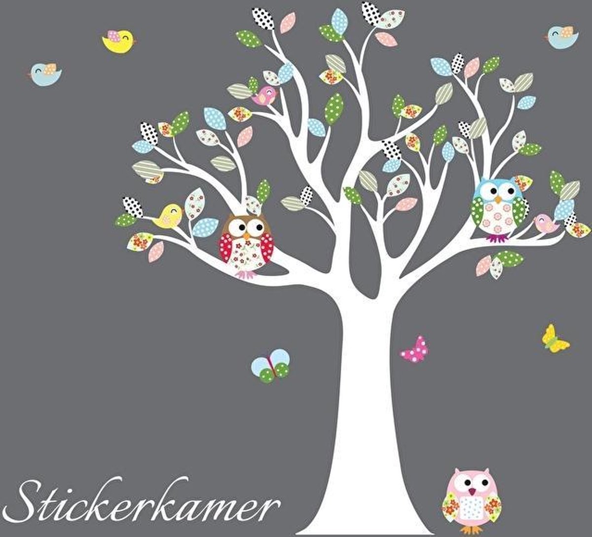 Uitgelezene bol.com | Vrolijk gekleurde muursticker boom met uilen en vogels SK-19