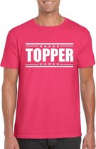 Topper t-shirt fuchsia roze heren M