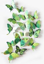 3D vlinders Groen / Kleurrijke muurdecoratie vlinders voor de kinderkamer