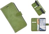 Samsung Galaxy S8 Plus hoesje - Bookcase - Portemonnee Hoes Echt leer Wallet case Groen