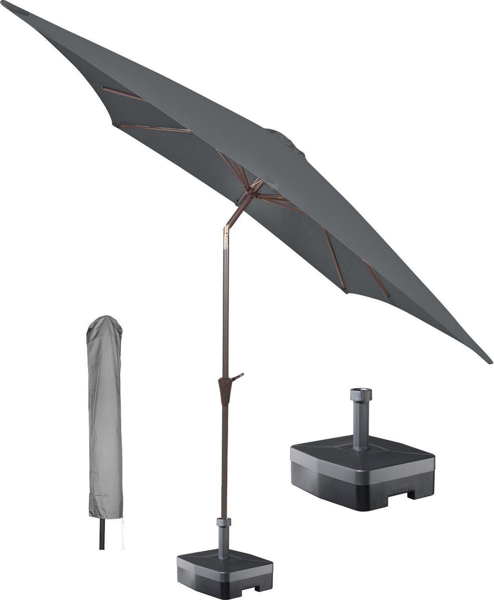 Kopu® vierkante parasol Altea 230x230 cm met hoes en voet - Grey