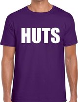 HUTS tekst t-shirt paars heren S