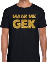 Maak me Gek glitter tekst t-shirt zwart heren - heren shirt Maak me Gek S