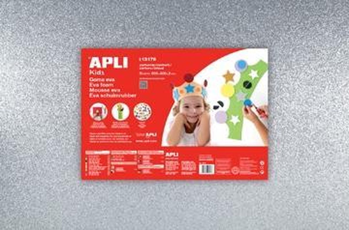 Apli Kids EVA Foam vellen 60 x 40 cm Glitter metallic zilver - 3 vel