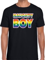 Naughty boy gay pride t-shirt zwart voor heren L