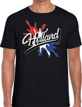 Holland landen t-shirt spetter zwart voor heren - supporter/landen kleding Nederland S