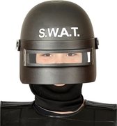 Politie SWAT verkleed accessoire helm met vizier voor kinderen zwart- Verkleedkleding voor kinderen