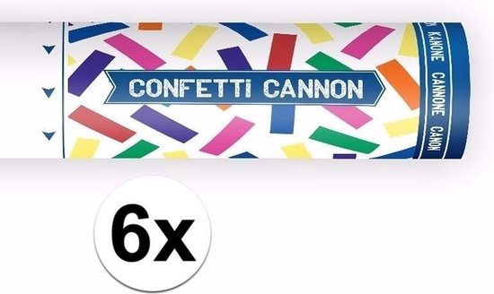 6x Confetti Cannon Color Mix 20 cm - tireur de confettis / popper de fête