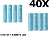 40 Stuks - AA R6 Panasonic Eneloop Lite 1.2V 1000mAh Oplaadbare Batterijen - Speciaal voor dect telefoons, Tot 3000 laadcycli - (in plastic bewaardoosje)