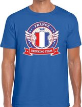 Blauw France drinking team t-shirt blauw heren - Frankrijk kleding XXL