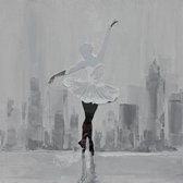 Schilderij -Handgeschilderd - Ballerina in zwart wit - 100x100cm