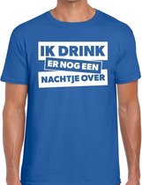 Ik drink er nog een nachtje over tekst t-shirt blauw heren XL