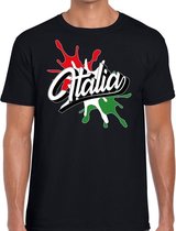Italia/Italie landen t-shirt spetter zwart voor heren - supporter/landen kleding Italie M