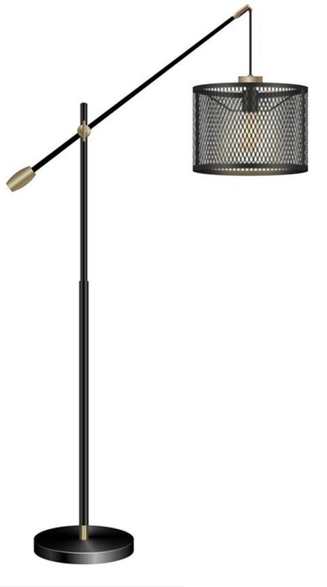 Staande vloerlamp booglamp verstelbaar zwart metalen lampenkap | bol.com