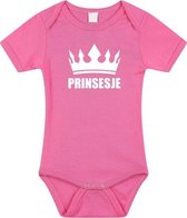 Prinsesje met kroon baby rompertje roze meisjes - Kraamcadeau - Babykleding 80 (9-12 maanden)