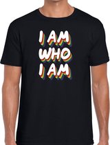 I am who i am gay pride t-shirt zwart voor heren XL