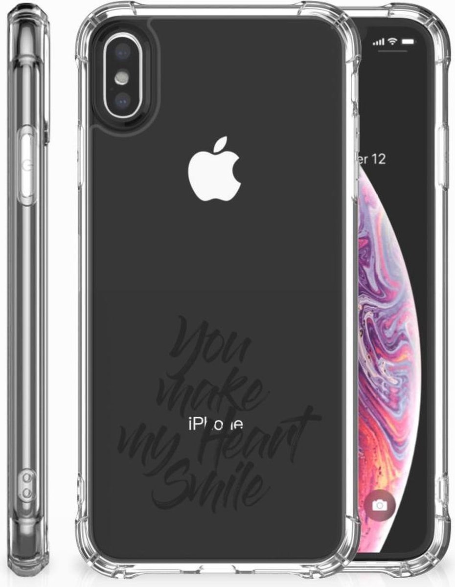 TPU Case Anti-Shock voor Apple iPhone Xs Max Telefoonhoesje met tekst Heart Smile