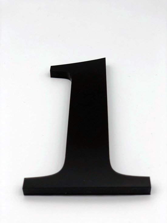 Huisnummer 1 Zwart Glas Acrylaat Hoogte 30 cm Dikte 8 mm - Promessa-Design -... | bol.com