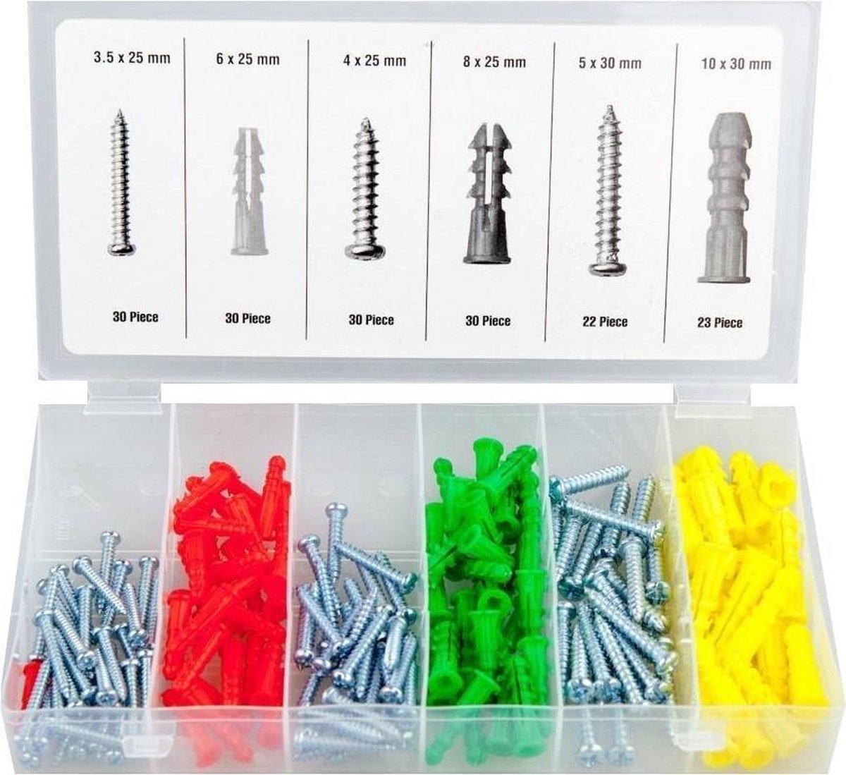 Schroef en plug set 165 delig schroeven pluggen