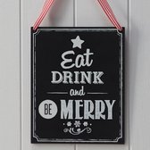 Houten bord - Eat, Drink and be Merry Sign - Vintage Noel