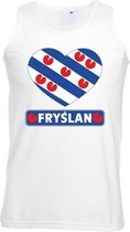 Friesland singlet shirt/ tanktop met Friese vlag in hart wit heren M