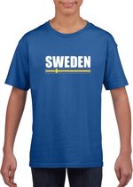 Blauw Zweden supporter t-shirt voor kinderen L (146-152)