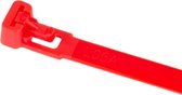 Kortpack - Hersluitbare Kabelbinders/Tyraps - 200mm lang x 7.6mm breed - Rood - 100 stuks - Treksterkte: 22,2KG - Bundeldiameter: 50mm - Bundelbandjes - (099.0485)