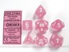 Afbeelding van het spelletje Chessex dobbelstenen set, 7 polydice, Frosted pink w/white