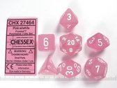 Chessex Frosted Pink/white Polydice Dobbelsteen Set (7 stuks)